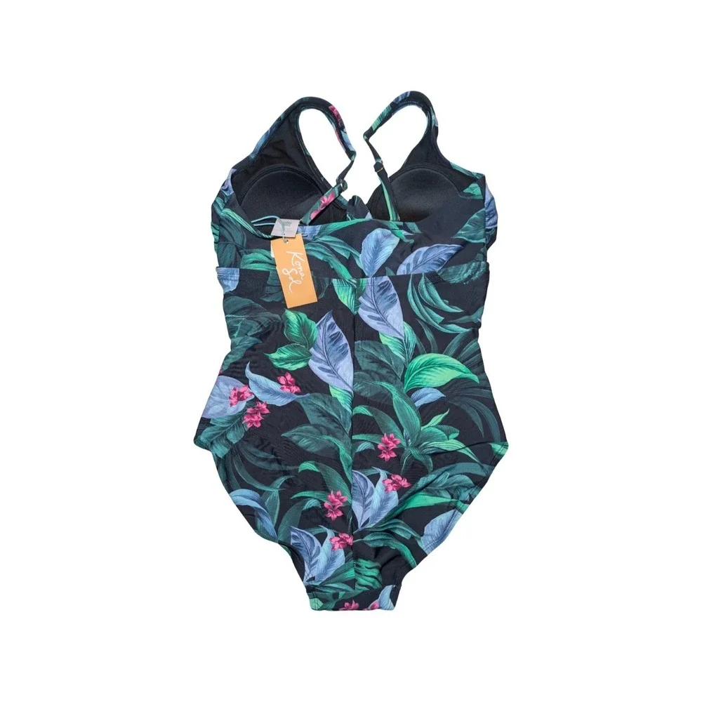 ⭐D1 Kona Sol Full Coverage Tummy Control Tie-Front One Piece Swimsuit - S